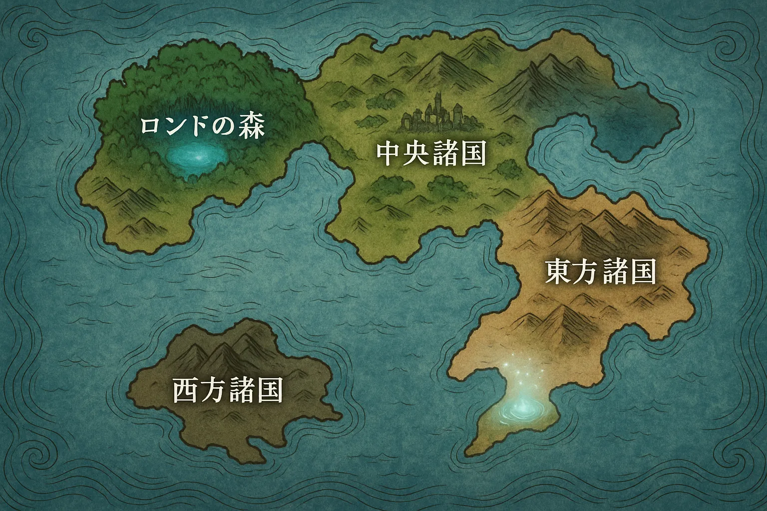 水属性の魔法使いの世界地図で物語の舞台を知ろう