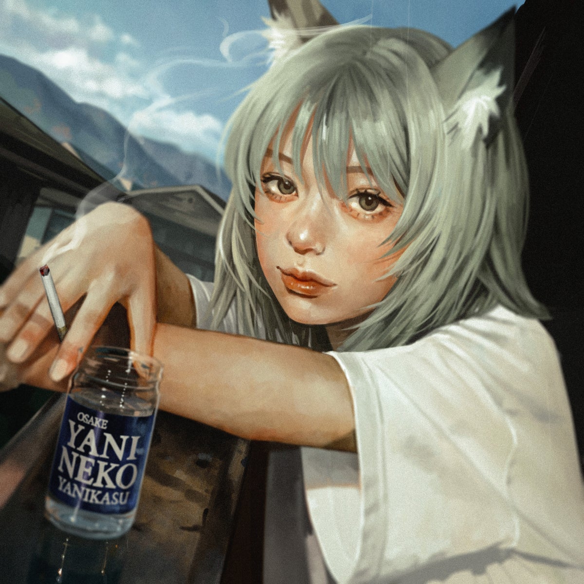 TVアニメ『ヤニねこ』OPテーマ「なんもねぇ」の雪下まゆ描き下ろし公式配信ジャケット写真