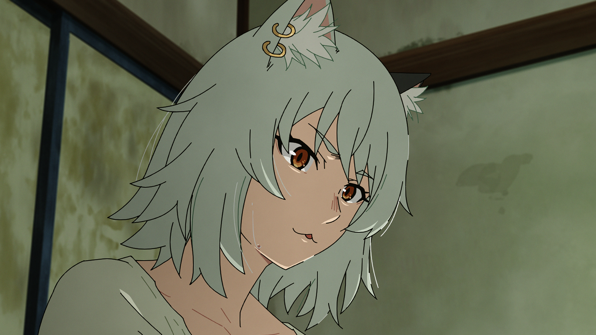 TVアニメ『ヤニねこ』第1話で邪竜解放の奇行を繰り広げるヤニねこの本編場面カット